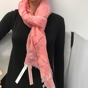 AQUA OBLONG SELF FRINGE Embroidery PINK